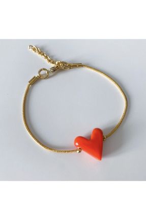 دستبند جواهر نارنجی زنانه روکش طلا کد 742145088