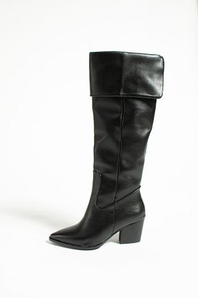 چکمه مشکی زنانه چرم مصنوعی Gökçe Shoes - کد 775772274