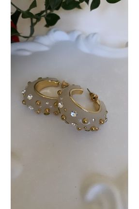 گوشواره جواهر بژ سنگ VNS Accessories - کد 794680534
