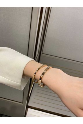دستبند استیل طلائی زنانه استیل ضد زنگ کد 793772759