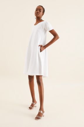 لباس سفید زنانه بافتنی ویسکون رگولار کد 105212188