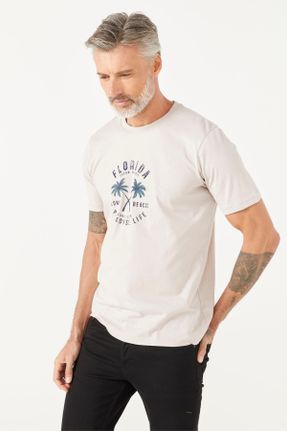 تی شرت طوسی مردانه اورسایز یقه گرد تکی طراحی کد 800244796
