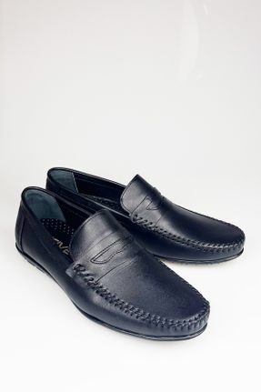 کفش لوفر مشکی مردانه چرم طبیعی پاشنه کوتاه ( 4 - 1 cm ) کد 800700028