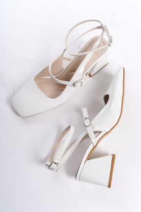 کفش پاشنه بلند کلاسیک سفید زنانه پاشنه ضخیم پاشنه متوسط ( 5 - 9 cm ) چرم مصنوعی کد 800850020