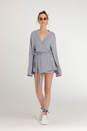 کیمونو و کافتان طوسی زنانه پنبه ای SHEISMONO - کد 693534652