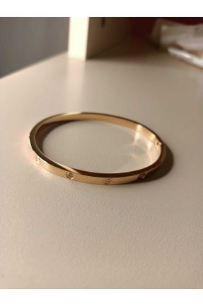 دستبند استیل طلائی زنانه فولاد ( استیل ) کد 772362204