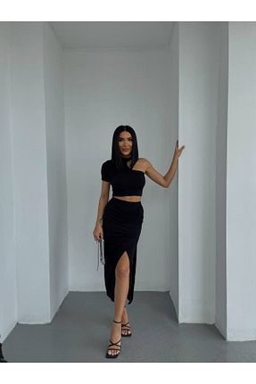 ست بالاتنه و پائین تنه مشکی زنانه بافت Neba Boutique - کد 712479864