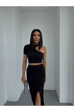 ست بالاتنه و پائین تنه مشکی زنانه بافت Neba Boutique - کد 712479864