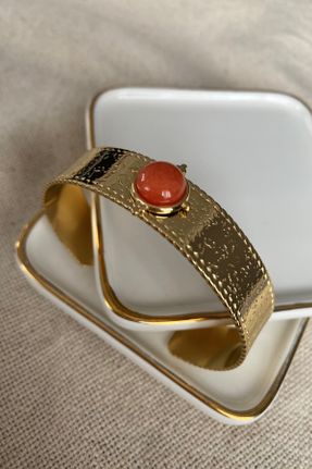 دستبند استیل طلائی زنانه فولاد ( استیل ) کد 800967867