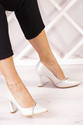 کفش مجلسی بژ زنانه پاشنه متوسط ( 5 - 9 cm ) پارچه نساجی پاشنه نازک کد 465014838