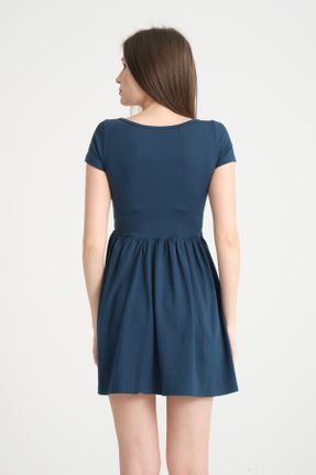 لباس آبی زنانه بافت پنبه (نخی) رگولار آستین-کوتاه کد 796079527