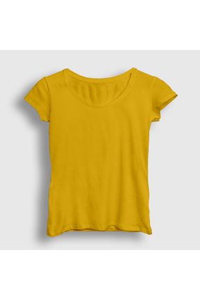 تی شرت زرد زنانه رگولار یقه گشاد پنبه (نخی) کد 89953209