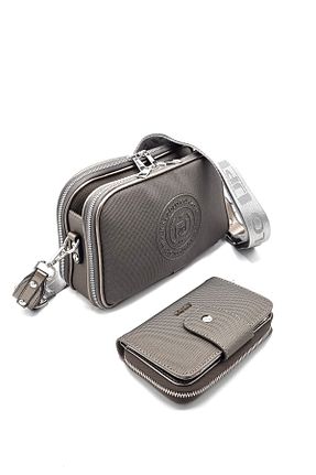 کیف دوشی طوسی زنانه چرم مصنوعی Just Polo - کد 801029621