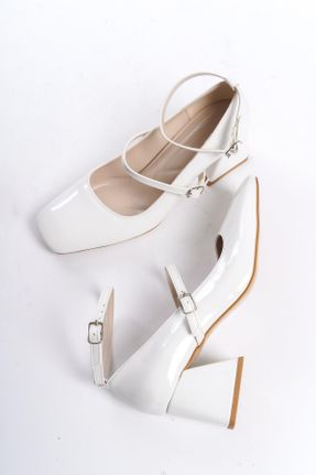 کفش پاشنه بلند کلاسیک سفید زنانه چرم مصنوعی پاشنه ضخیم پاشنه متوسط ( 5 - 9 cm ) کد 800846687