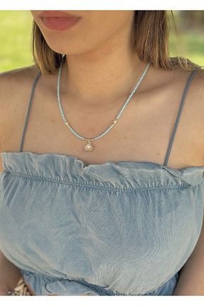 گردنبند جواهر سبز زنانه برنجی milove - کد 800696965