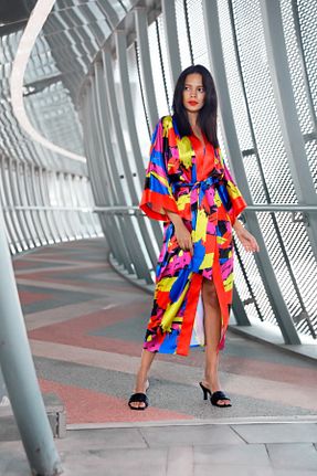 کیمونو و کافتان نارنجی زنانه پلی استر ShotOf - کد 244202373