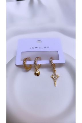 گوشواره استیل (فولاد) طلائی زنانه استیل (فولاد) Accessories - کد 762040242