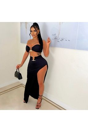 ست بالاتنه و پائین تنه مشکی زنانه بافتنی bikinistan - کد 347906748