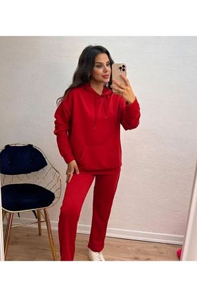 ست گرمکن قرمز زنانه Relaxed DHDmoda - کد 790434759