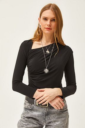 بلوز مشکی زنانه ساده Olalook - کد 802039473