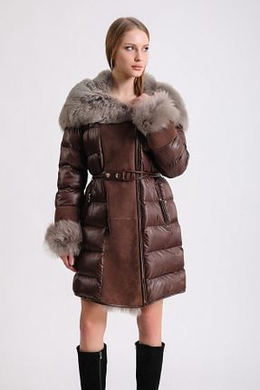 پالتو پشمی زرشکی زنانه رگولار Leather Club - کد 801330958