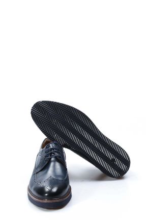 کفش کلاسیک سرمه ای مردانه چرم طبیعی پاشنه کوتاه ( 4 - 1 cm ) پاشنه ساده کد 801364046