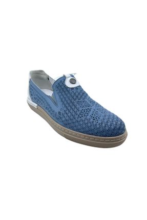 کفش کژوال آبی زنانه چرم طبیعی پاشنه کوتاه ( 4 - 1 cm ) پاشنه ساده کد 801390250