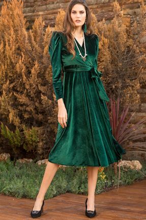 لباس سبز زنانه شیفون بافت کد 151102620