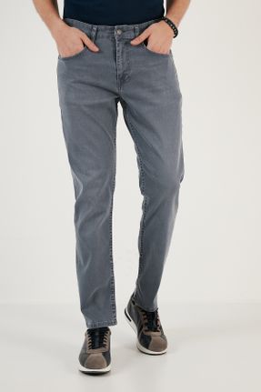 شلوار جین آبی مردانه پاچه لوله ای فاق بلند پنبه (نخی) بلند کد 801847663