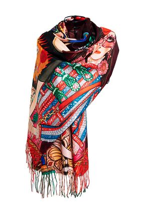 شال رنگی زنانه کشمیر CASHMERE AND SİLK MAWLANA - کد 411375186