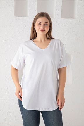 تیشرت سایز بزرگ سفید زنانه سایز بزرگ Trendbade Butik - کد 456197329