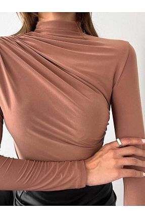 بلوز قهوه ای زنانه ساده MOREPERLA - کد 770248190