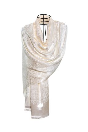 شال بژ زنانه Kesik Elyaf CASHMERE AND SİLK MAWLANA - کد 376190071