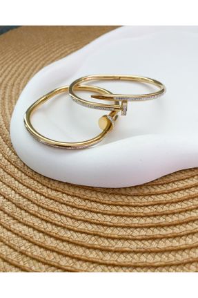 دستبند استیل طلائی زنانه فولاد ( استیل ) کد 800080691