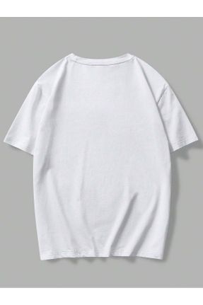 تی شرت سفید زنانه ریلکس یقه گرد جوان کد 801940184
