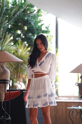 ست بالاتنه و پائین تنه سفید زنانه بافتنی WOMELLA - کد 802003771