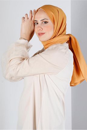 شال نارنجی زنانه ابریشم Alvina - کد 802009002
