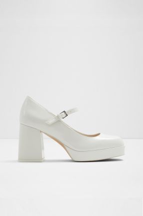 کفش پاشنه بلند کلاسیک سفید زنانه چرم مصنوعی پاشنه ضخیم پاشنه متوسط ( 5 - 9 cm ) کد 802009838