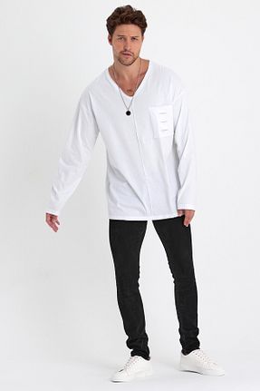 سوئیشرت سفید مردانه ساده BABBOSS - کد 753480323