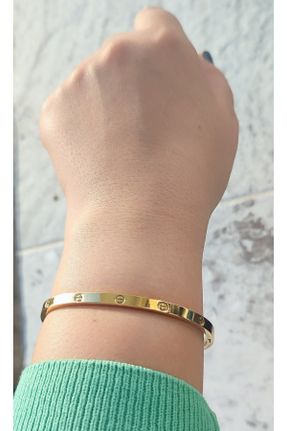 دستبند استیل طلائی زنانه فولاد ( استیل ) کد 781848939