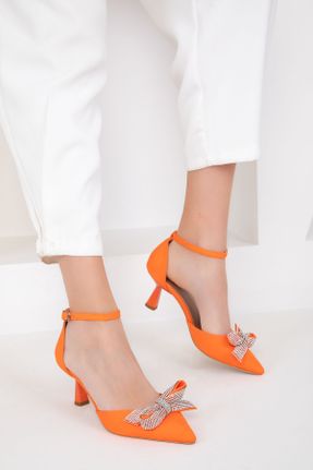 کفش پاشنه بلند کلاسیک نارنجی زنانه چرم مصنوعی پاشنه نازک پاشنه متوسط ( 5 - 9 cm ) کد 798359270