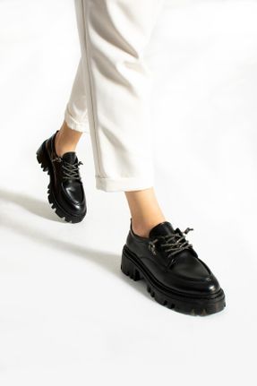 کفش لوفر مشکی زنانه چرم لاکی پاشنه متوسط ( 5 - 9 cm ) کد 801335844