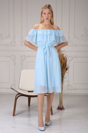 لباس آبی زنانه شیفون بافتنی کد 153293530