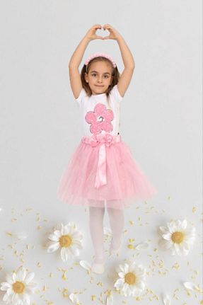 ست بالاتنه و پائین تنه صورتی بچه گانه بافتنی Nacar - کد 801433625