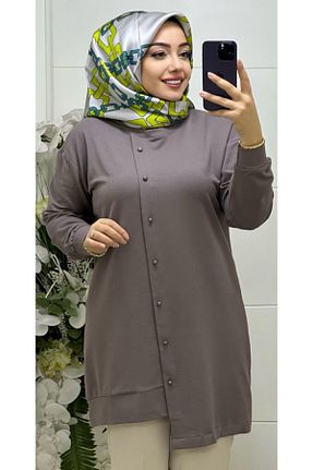 تونیک حجاب طوسی زنانه پنبه ای Ebrarengiz Moda - کد 801730478