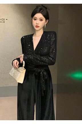 لباس مجلسی و فارغ التحصیلی مشکی زنانه مخمل Styling Park - کد 801453647