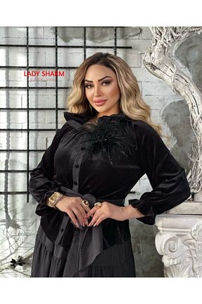 ست بالاتنه و پائین تنه مشکی زنانه بافتنی Lady Sharm - کد 801629361