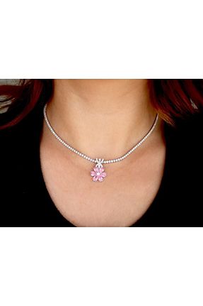 گردنبند نقره صورتی زنانه 925 عیار Silveranka - کد 733573300