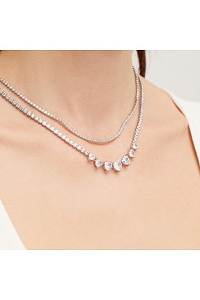 گردنبند جواهر سفید زنانه Merano Design - کد 756845739