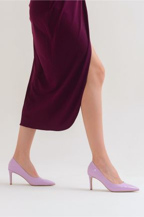 کفش پاشنه بلند کلاسیک بنفش زنانه چرم مصنوعی پاشنه نازک پاشنه متوسط ( 5 - 9 cm ) کد 801862010